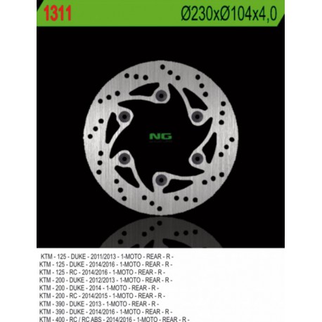 Zadní brzdový kotouč NG KTM 390 RC ABS / RC R 2018 - 2019