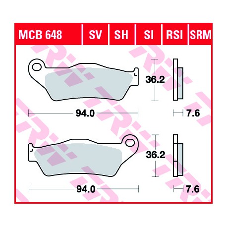 Front brake pads TRW / Lucas TM  530 F 2005 -  type RSI