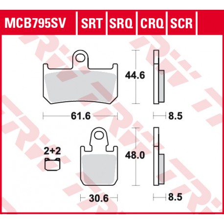 Front brake pads TRW / Lucas Yamaha YZF 1000 R1 2007 - 2008 type SV