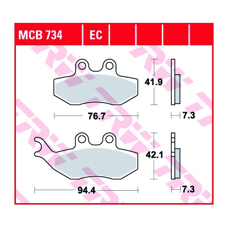 Predné brzdové doštičky / obloženie TRW / Lucas Derbi  125 Senda Baja R, SM 2006 - 